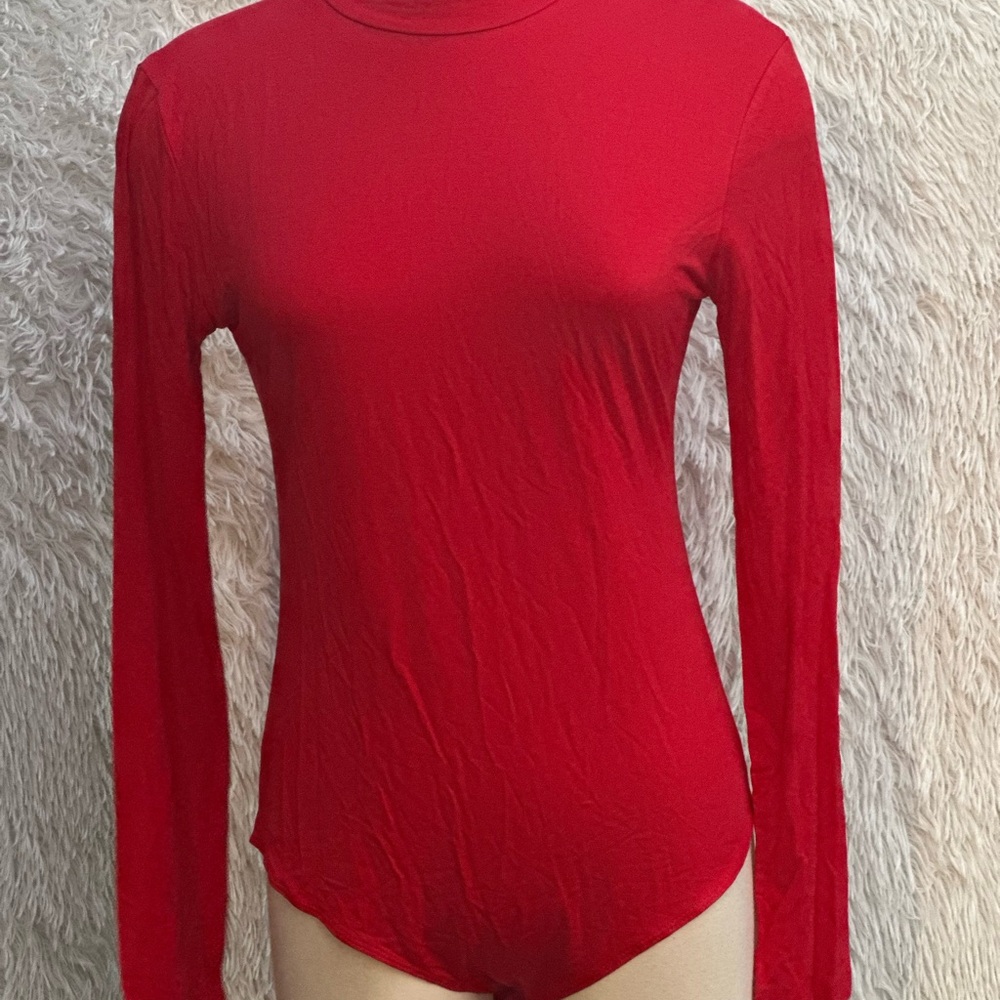 New Red Long Sleeve Women's bodysuit size large